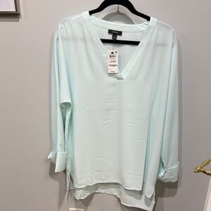 Alfani Light Mint V-Neck Blouse